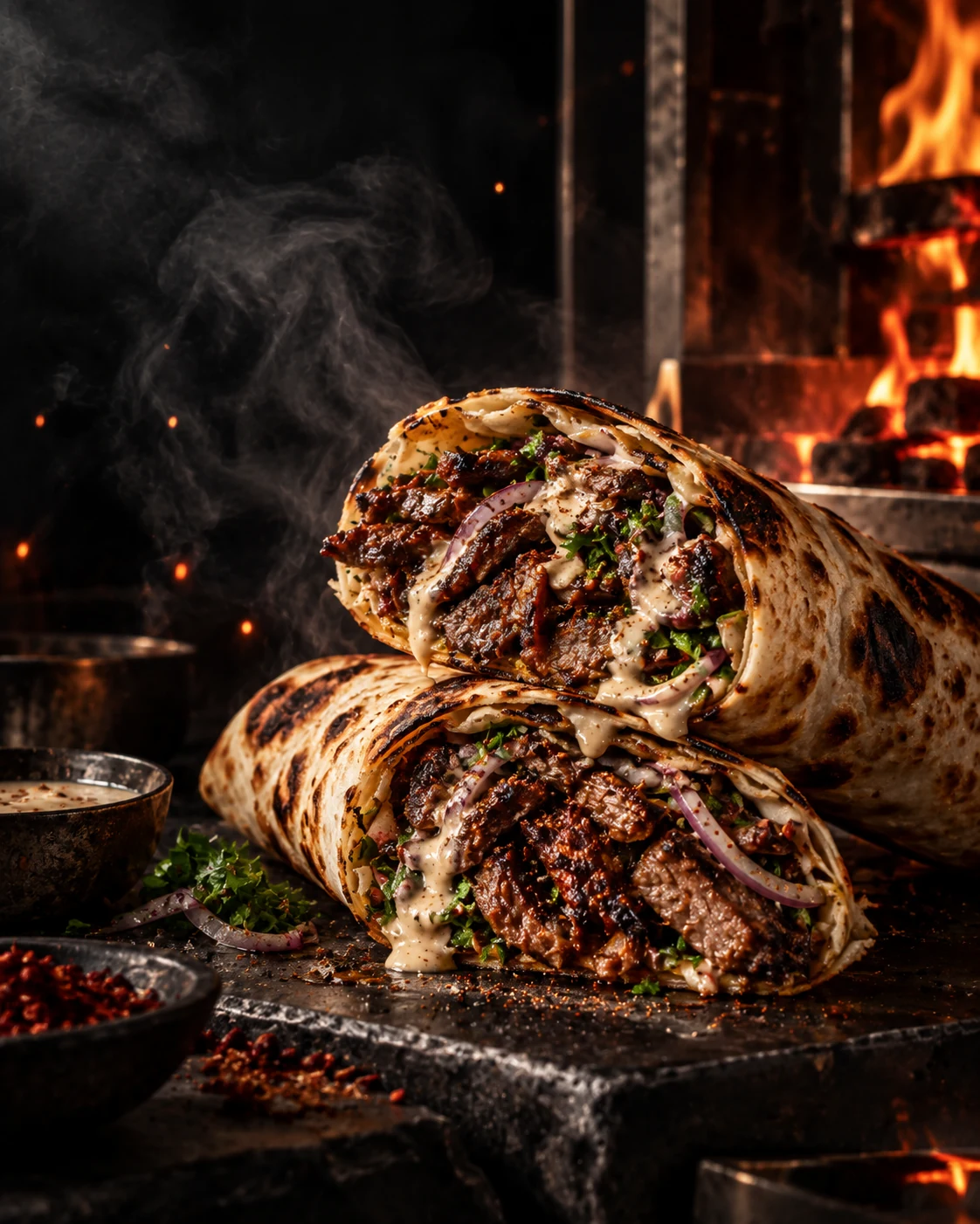 Fire beef shawarma