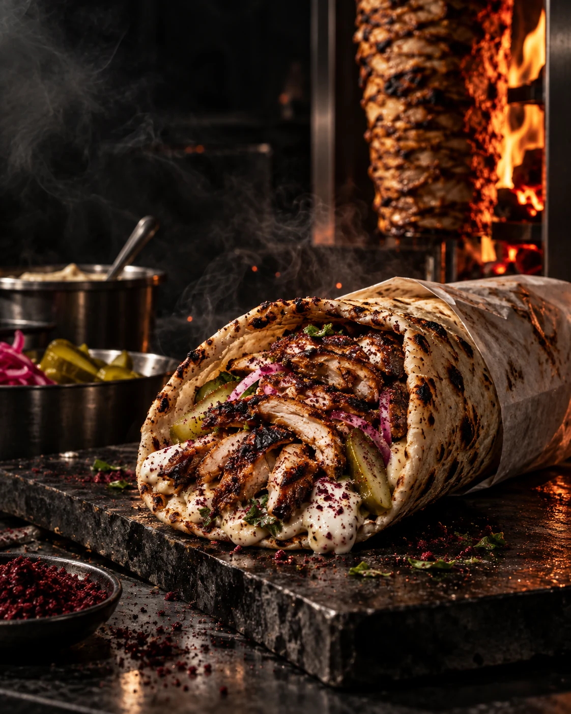 Charred chicken shawarma